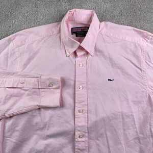 Vineyard Vines Shirt Mens Medium Pink Whale Cotton Oxford OCDB Preppy Coastal